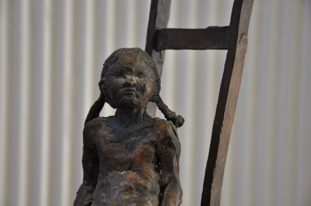 Girl on a Chair — Polish Expressive Figurative Bronze, c. 1998; 33cm, est 3.1kg