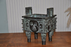 Chinese Archaistic Style Bronze Ritual Fang Ding Vessel, 20th Century