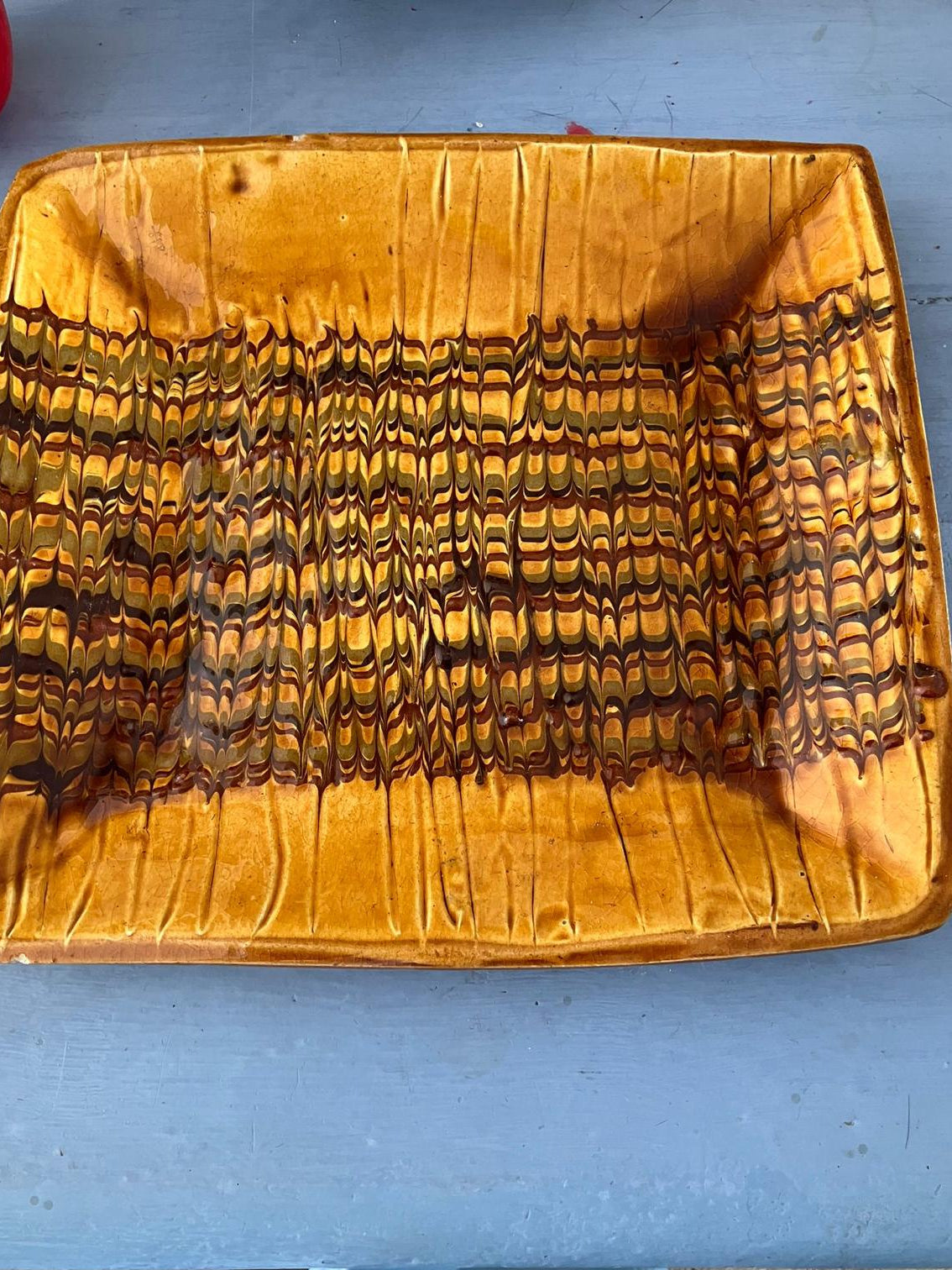 Mid Century Modern wave dish, Mustard Yellow