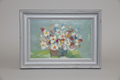 Close-up of framed floral oil painting
