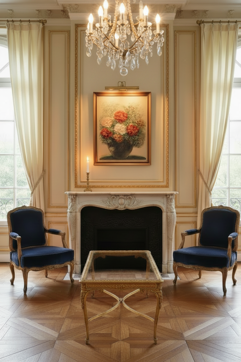 French Sitting Room - Table & Lighting Adjusted